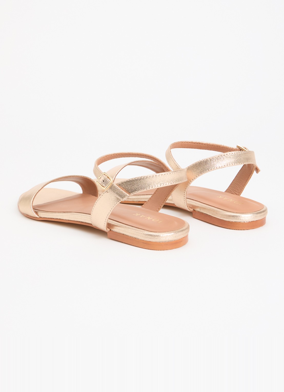 Jonak Wagram sandaal van schapenleer met metallic finish - achterkant 2 roségoud