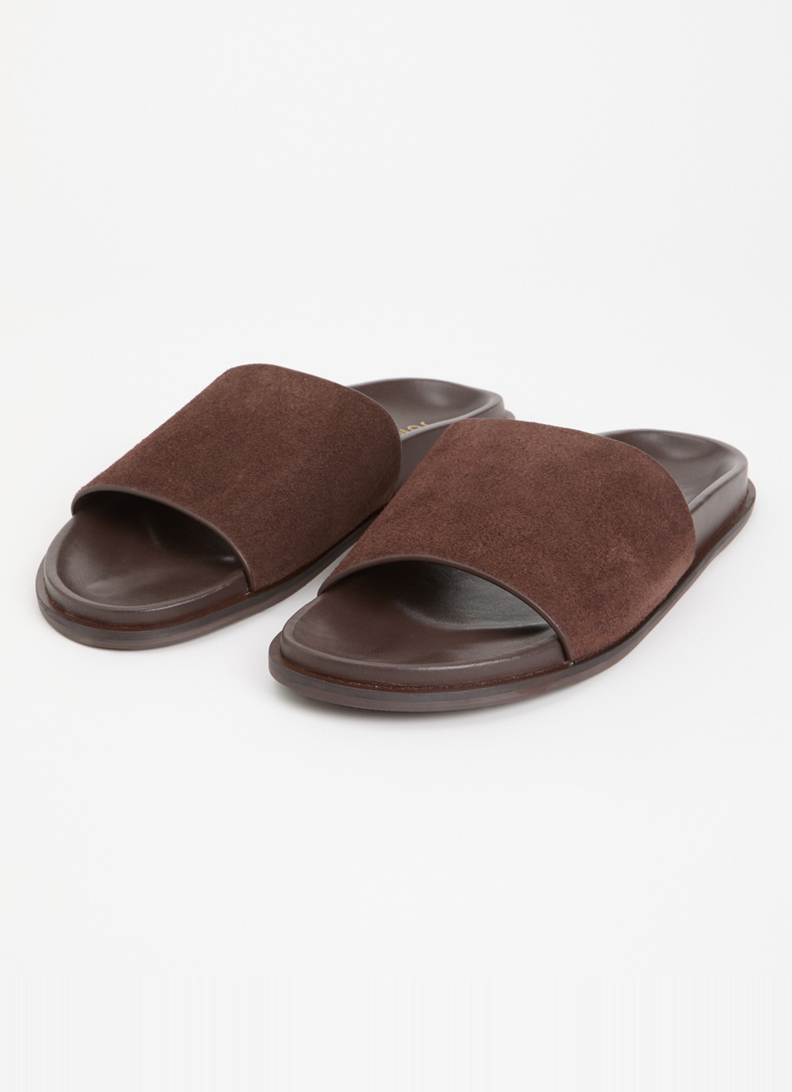 Jonak Warner slipper van leer - detail 2 donkerbruin