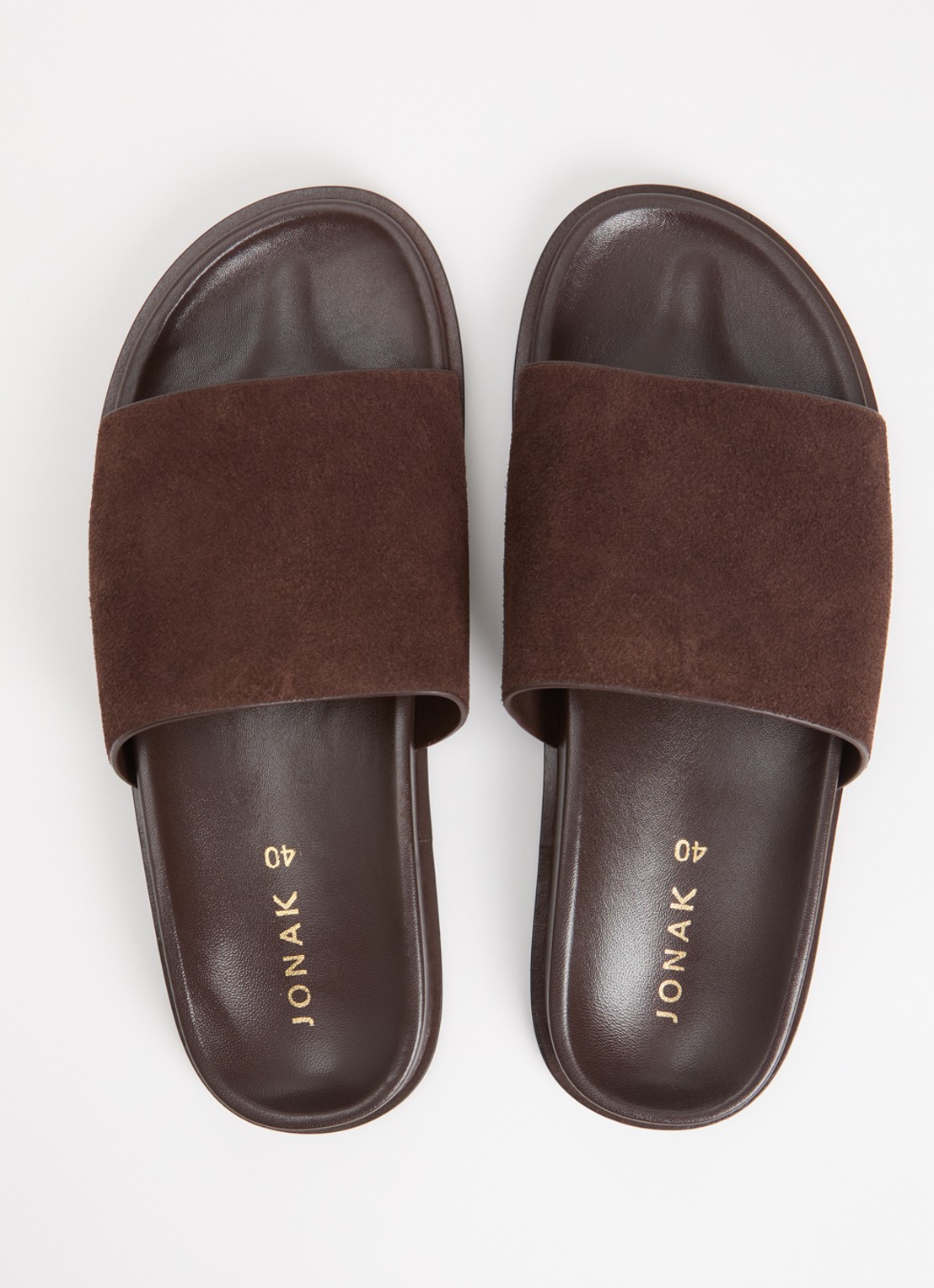 Jonak Warner slipper van leer - detail 3 donkerbruin