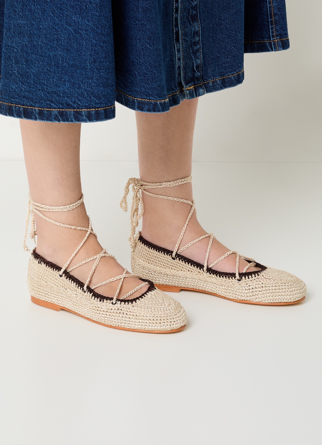 Jonak Wetov ballerina met gebreid bovenwerk - voorkant 3 beige