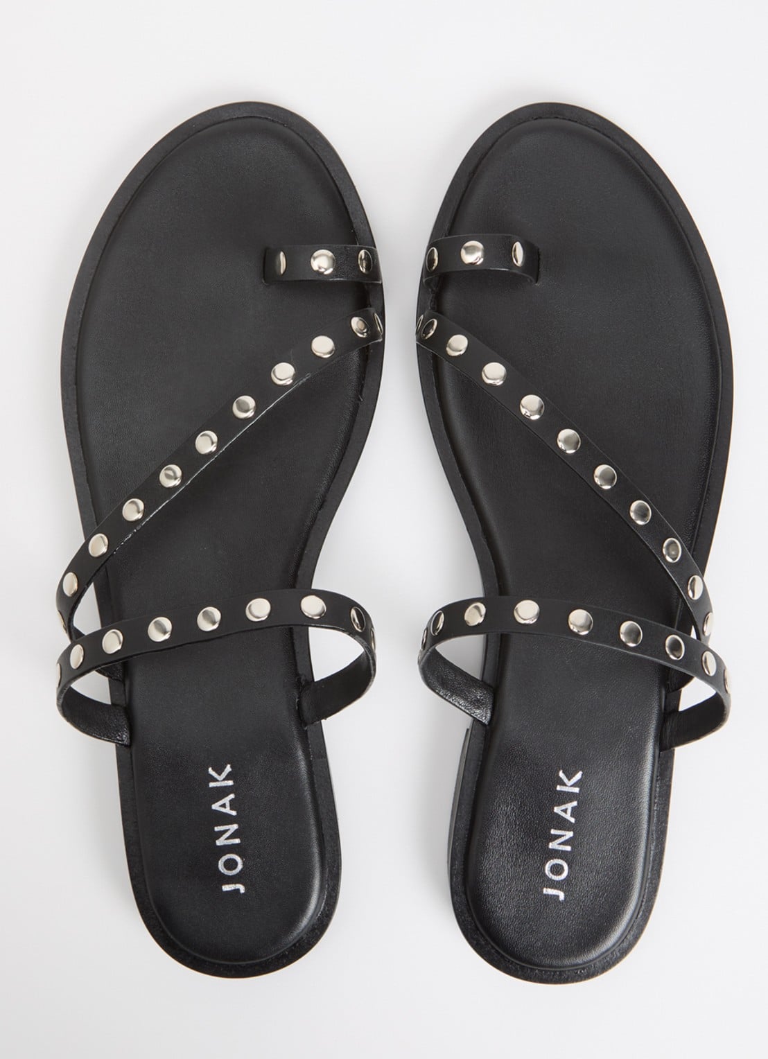 Jonak Wicket slipper van kalfsleer met studs - detail 5 zwart