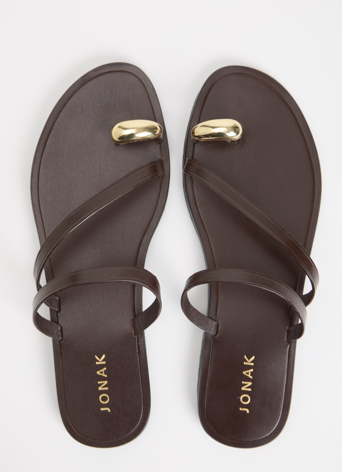 Jonak Wife slipper van kalfsleer - detail 4 donkerbruin