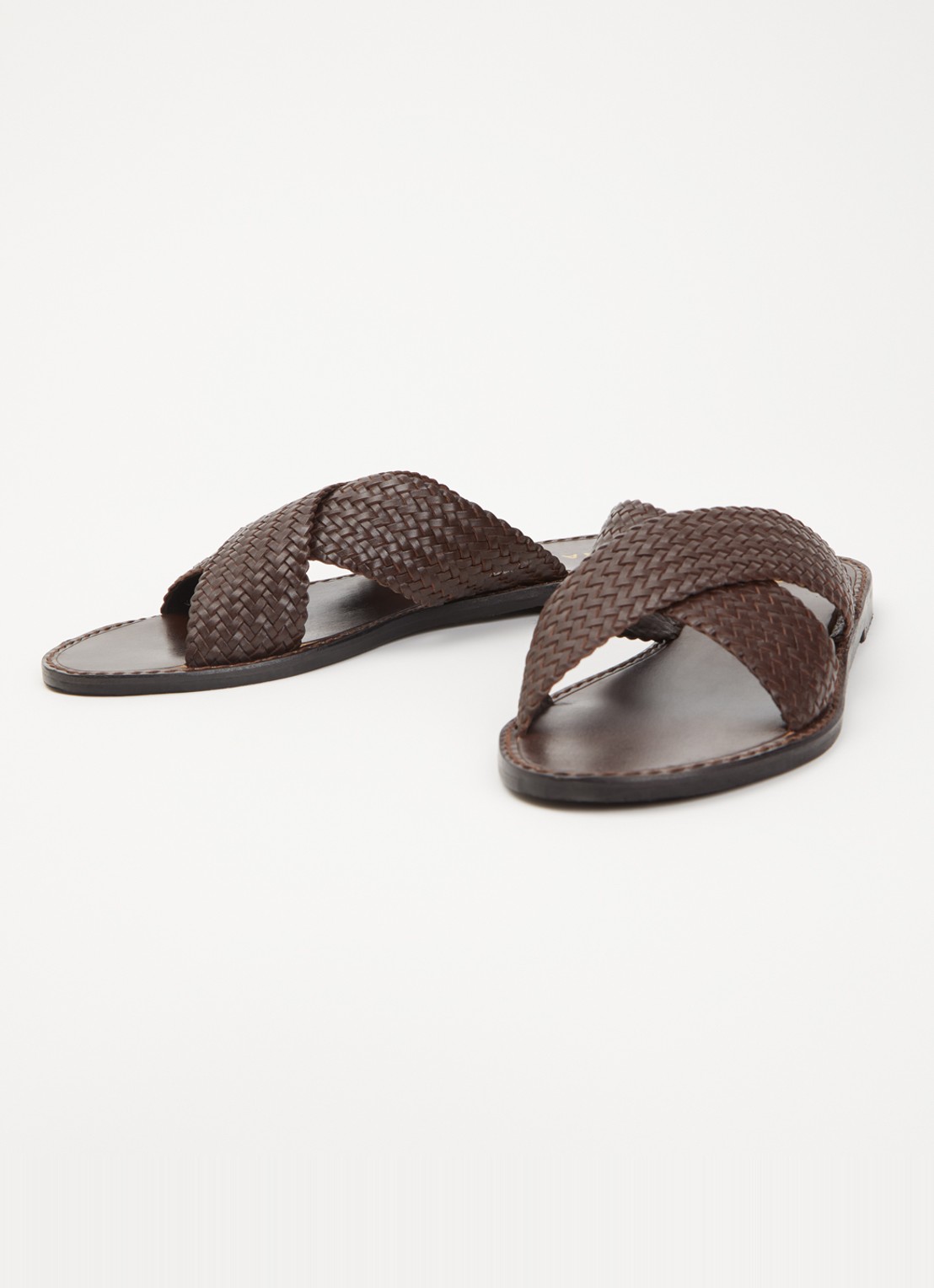 Jonak Witch slipper van leer met gevlochten detail - detail bruin
