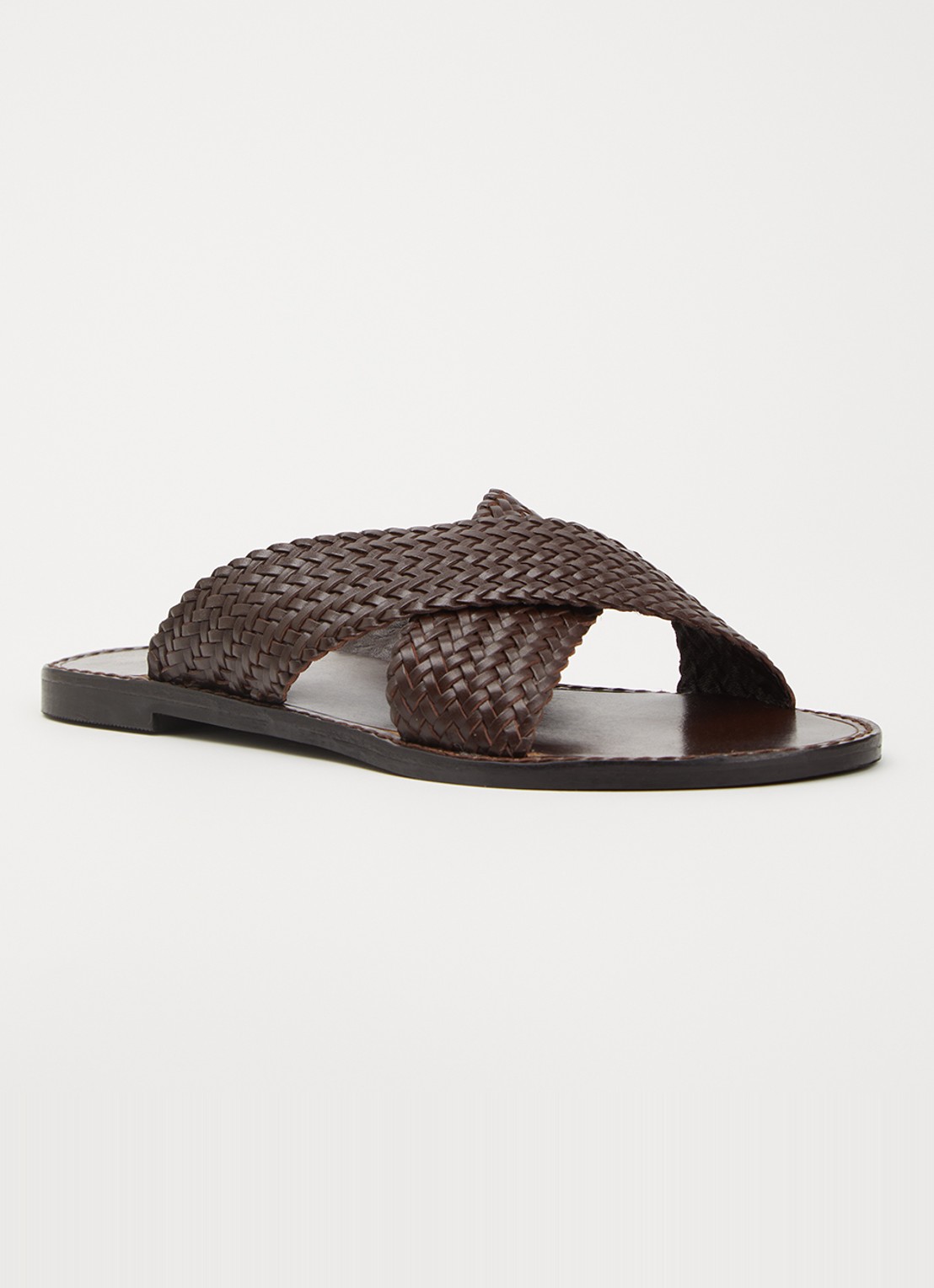 Jonak Witch slipper van leer met gevlochten detail - voorkant 4 bruin