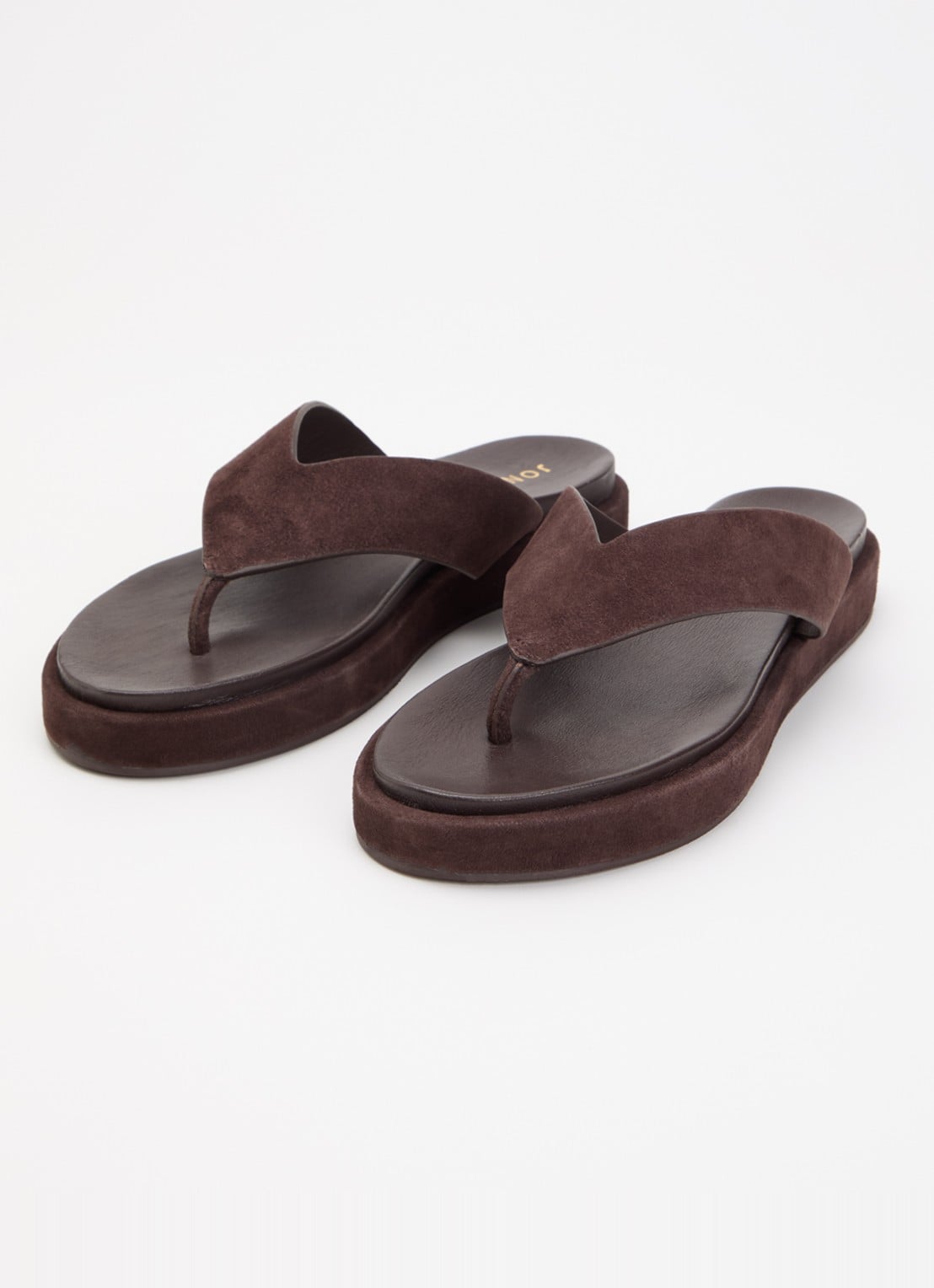 Jonak Wiwi slipper van suède met plateauzool - detail 2 donkerbruin