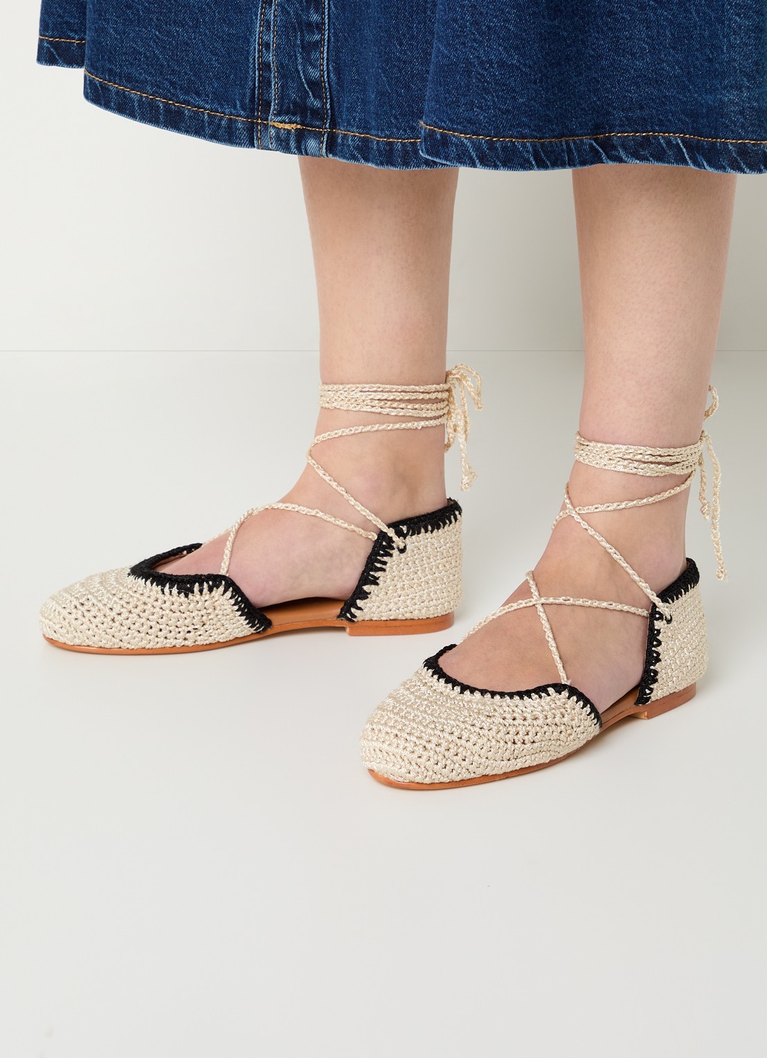 Jonak Wully ballerina met gebreid bovenwerk - voorkant 3 beige