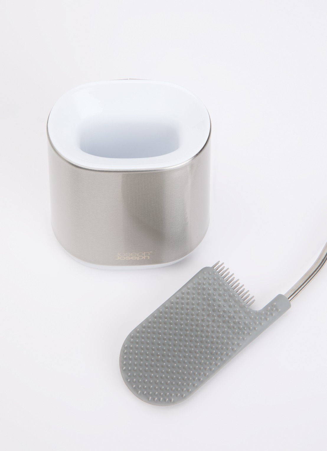 Joseph Joseph Flex Lite toiletborstel met houder - voorkant 2 zilver