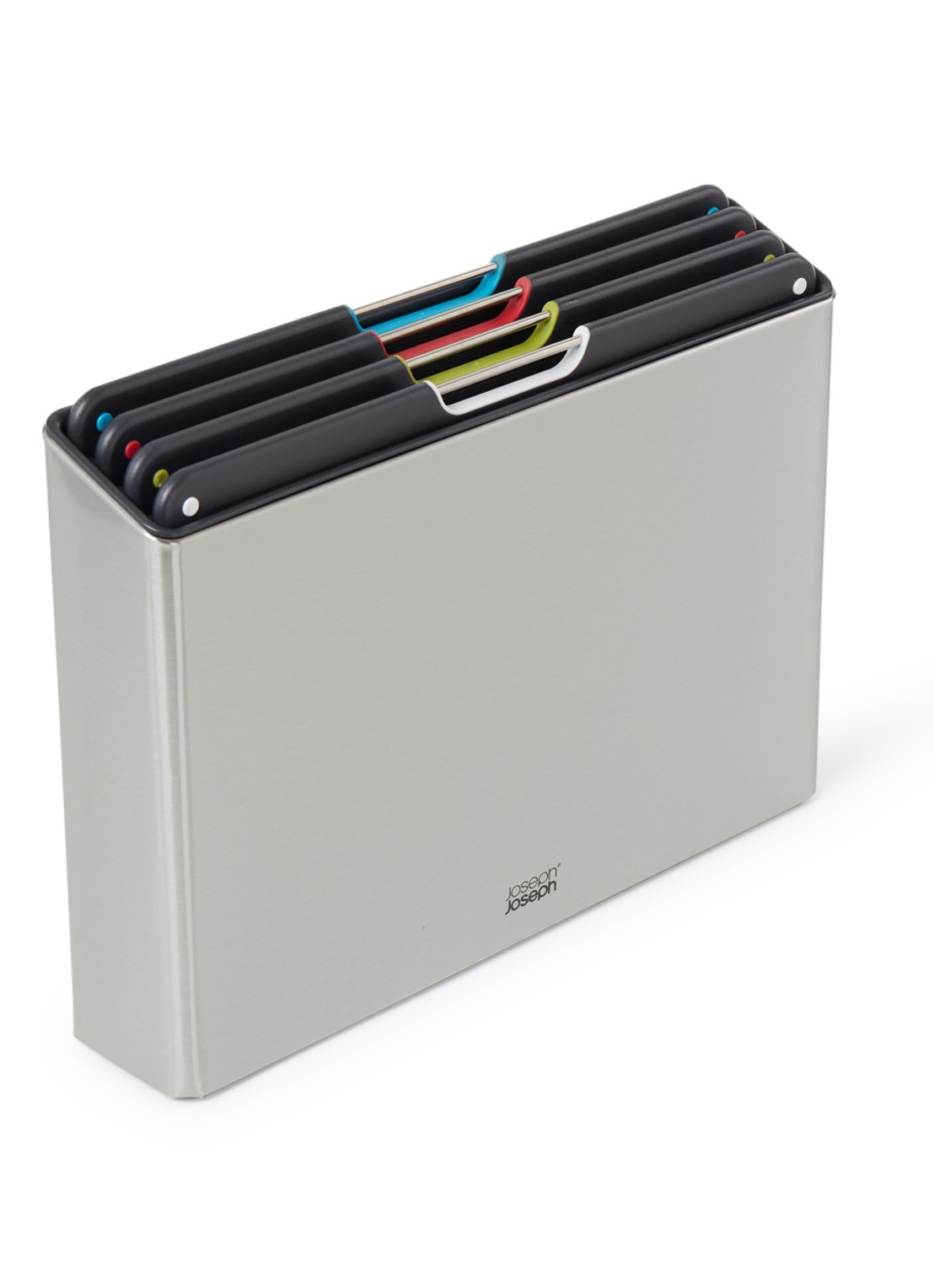 Joseph Joseph Folio Steel snijplank 34 x 24 cm set van 4 - voorkant zilver