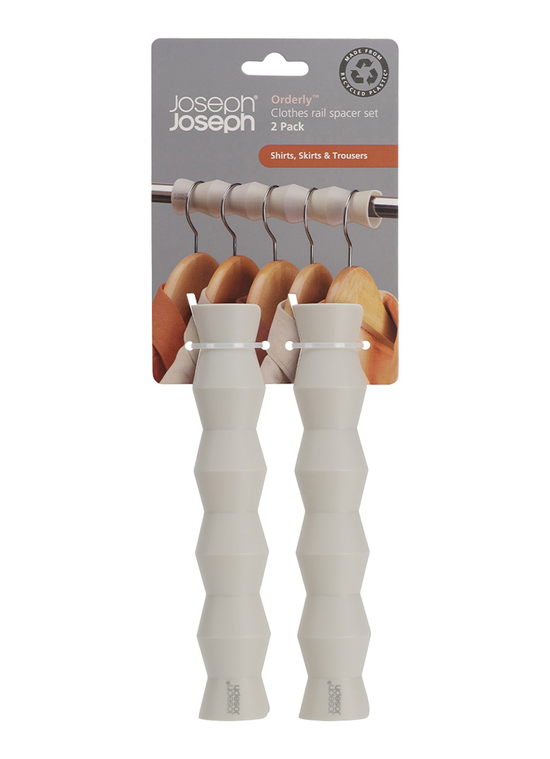 Joseph Joseph Orderly kledingstang afstandhouder set van 2 - voorkant 2 beige