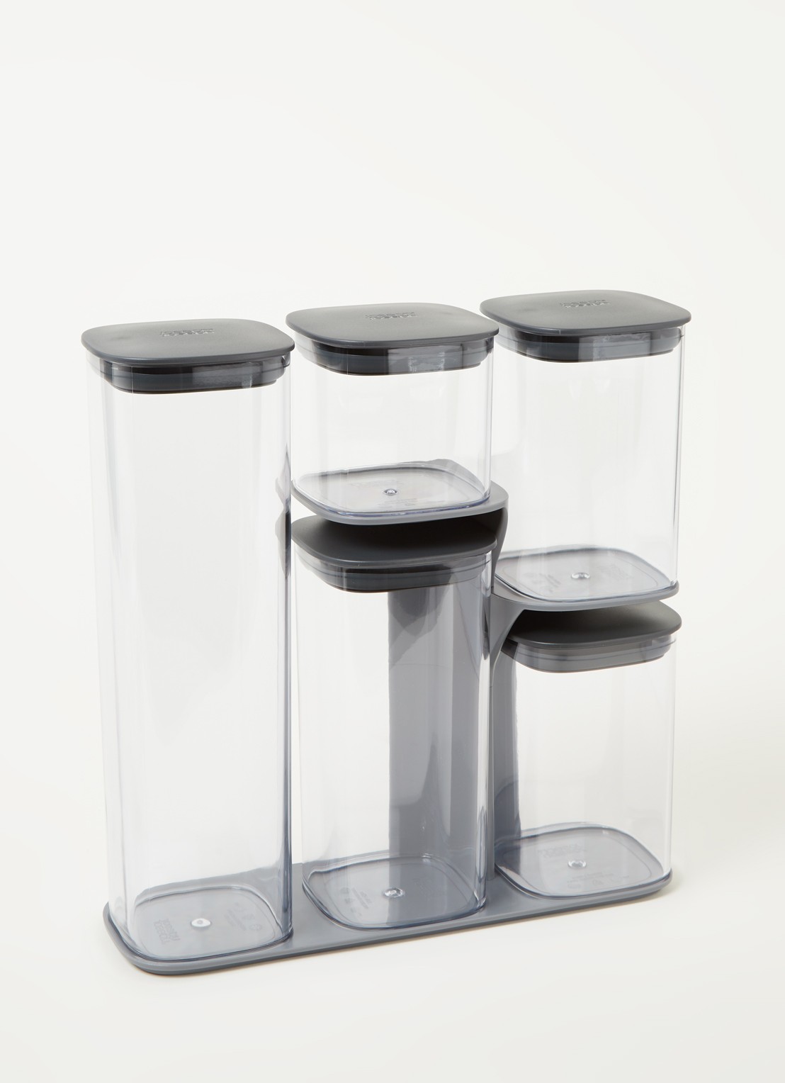 Joseph Joseph Podium Carrousel voorraaddoos met houder set van 5 - voorkant 3 transparant