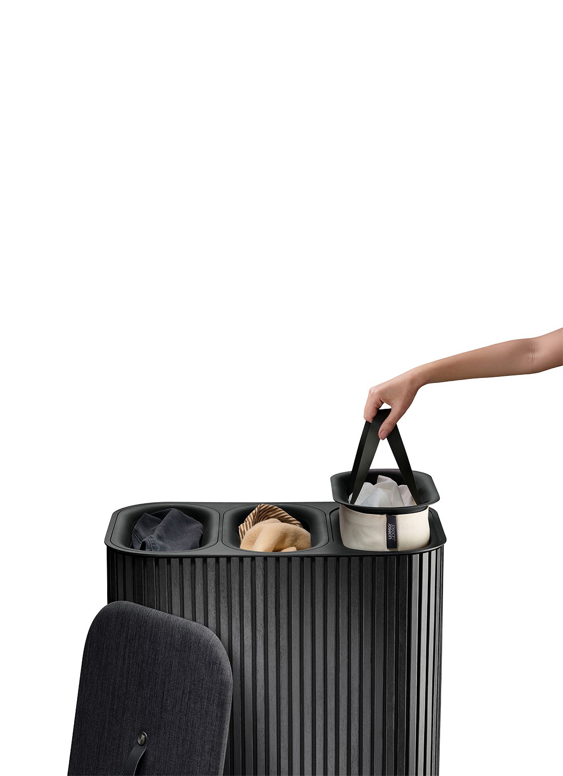 Joseph Joseph Tota Trio Luxe wasmand 73,5 cm - voorkant zwart