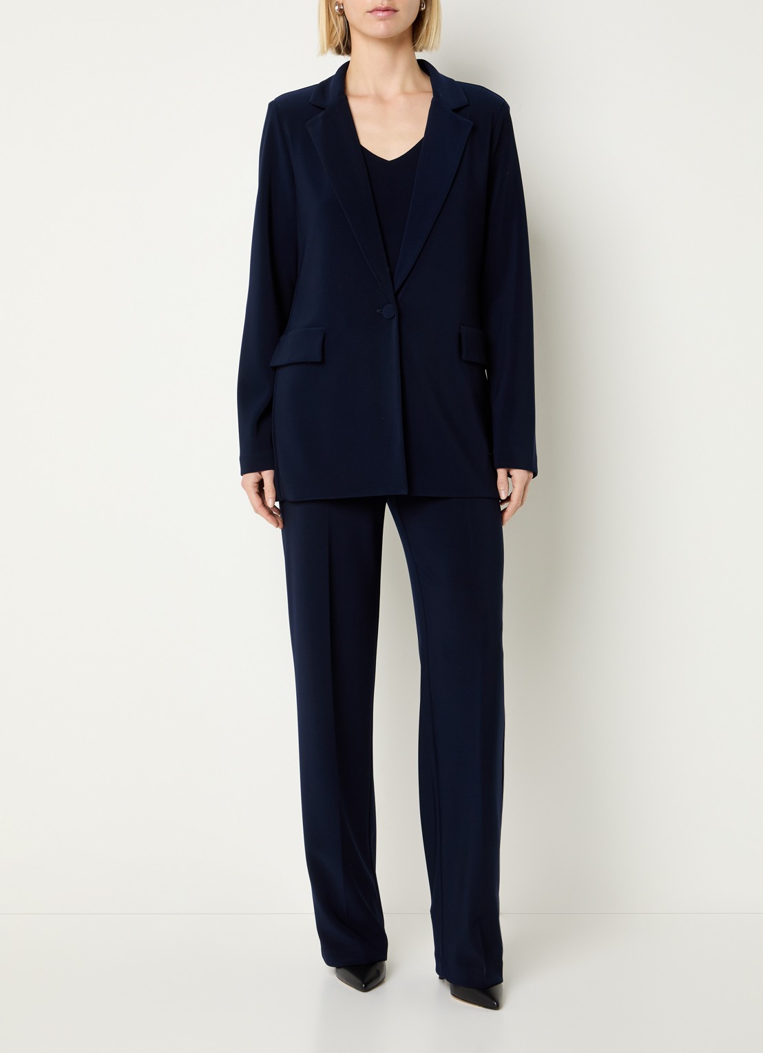 Joseph Ribkoff Blazer met klepzakken en schoudervulling - voorkant 2 donkerblauw