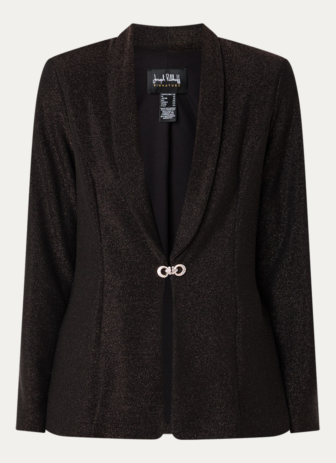 Joseph Ribkoff Blazer met lurex en schoudervulling - voorkant 2 donkerbruin