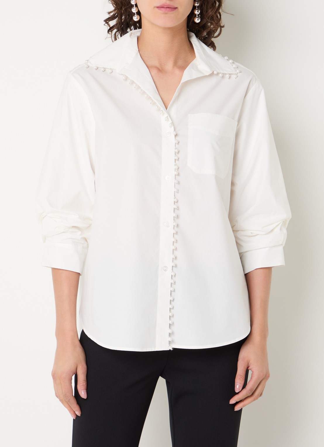 Joseph Ribkoff Blouse met borstzak - detail 4 gebroken wit