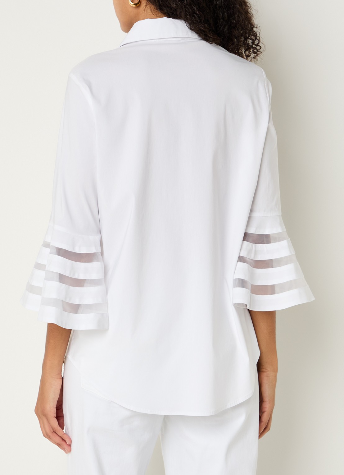 Joseph Ribkoff Blouse met kraag en trompetmouwen - achterkant 4 wit