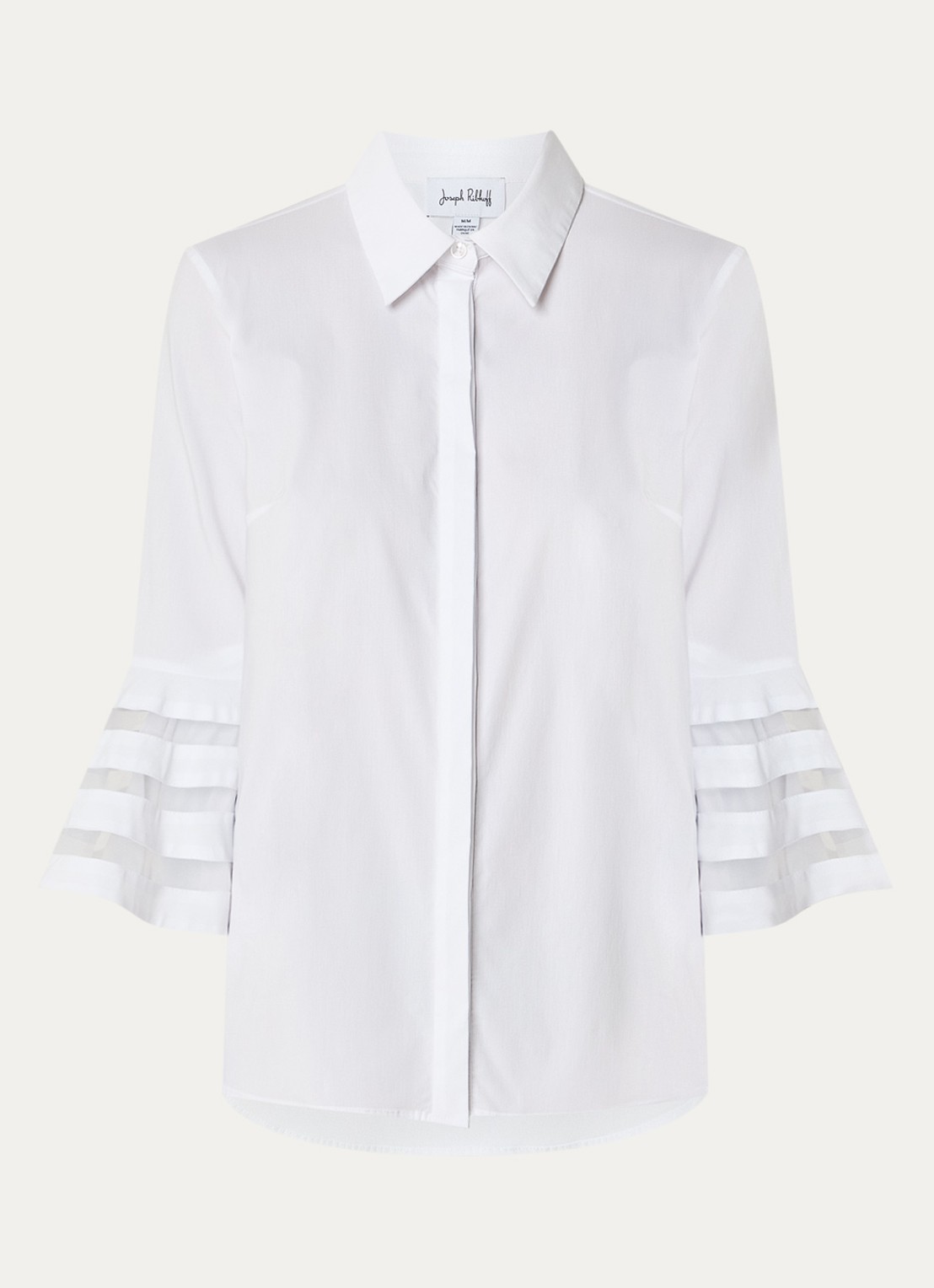 Joseph Ribkoff Blouse met kraag en trompetmouwen - voorkant wit
