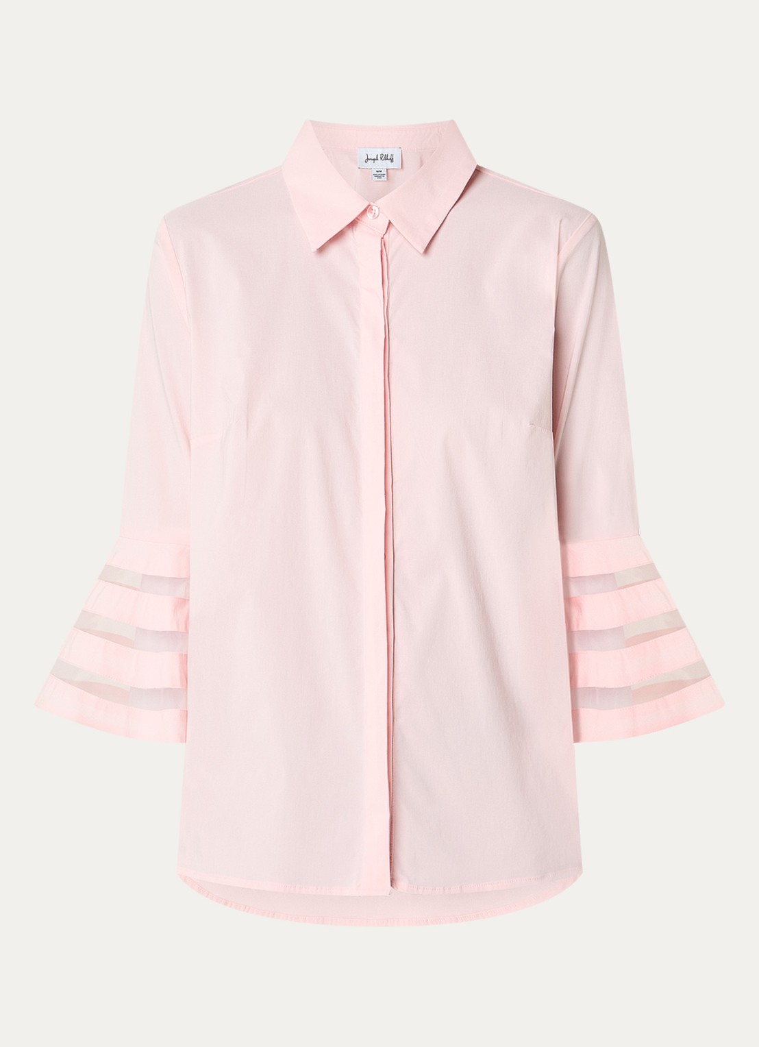 Joseph Ribkoff Blouse met kraag en trompetmouwen - voorkant 3 zalmroze