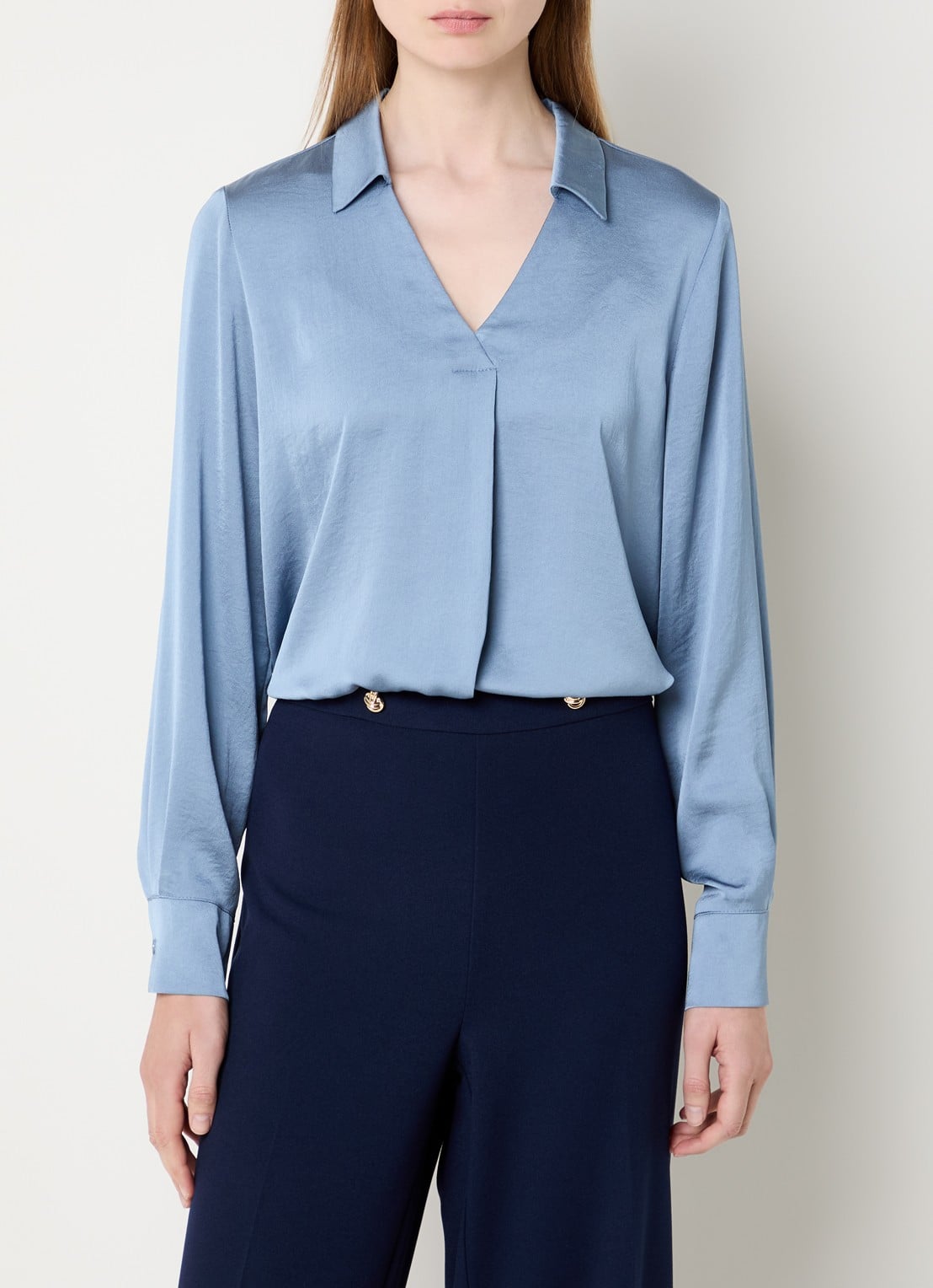 Joseph Ribkoff Blouse met kraag - detail 4 staalblauw