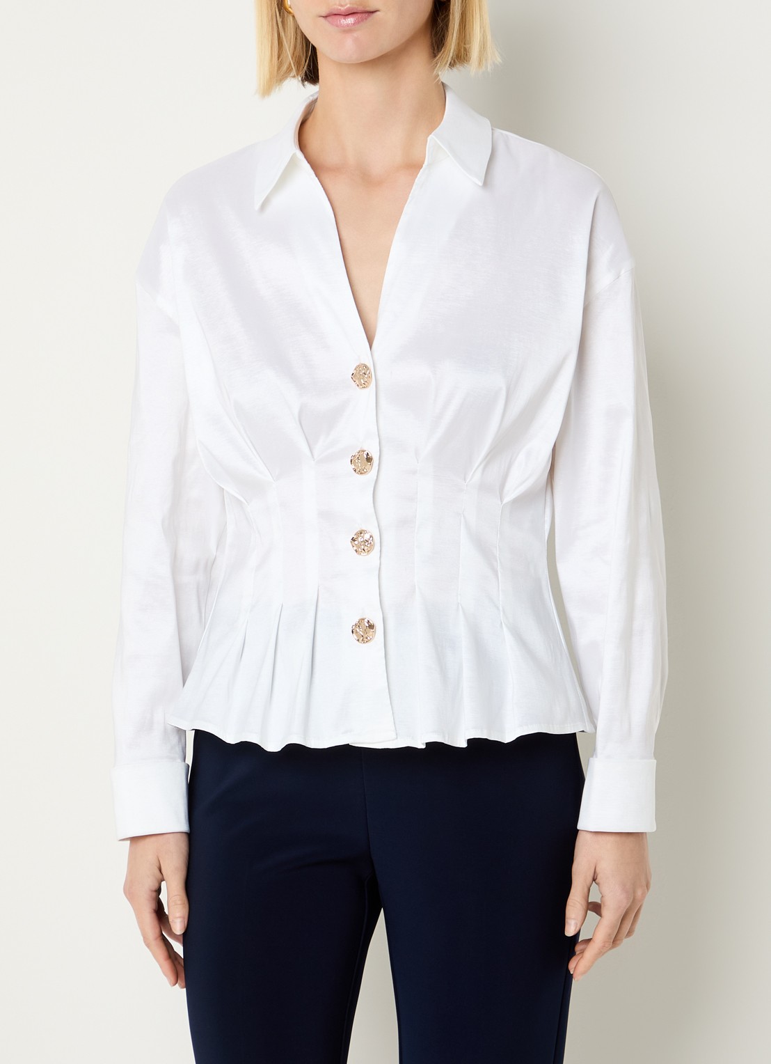Joseph Ribkoff Blouse met plooidetail - detail 4 wit