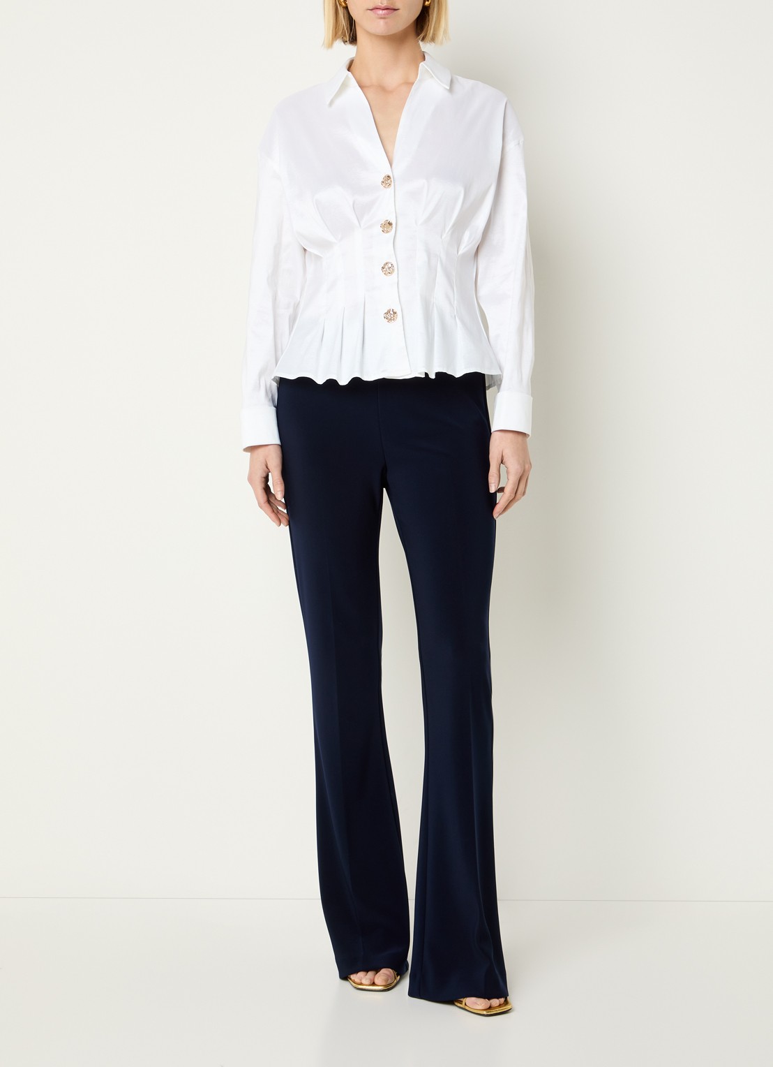 Joseph Ribkoff Blouse met plooidetail - voorkant 2 wit
