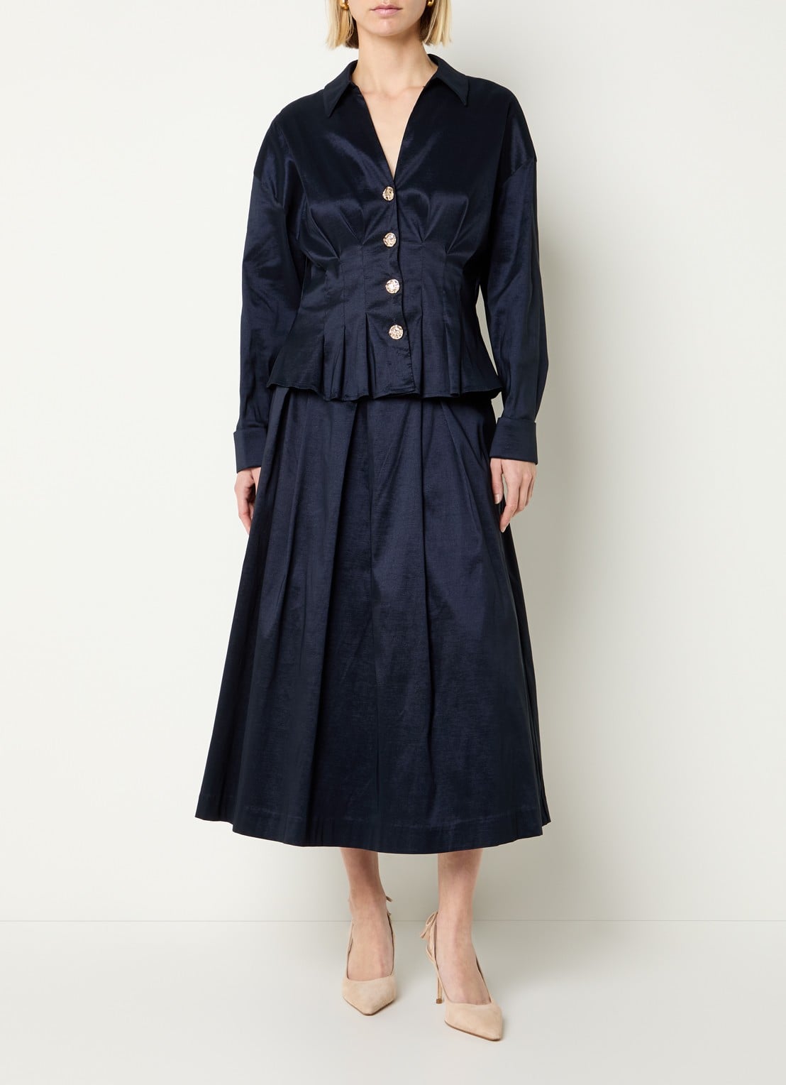 Joseph Ribkoff Blouse met plooidetail - voorkant 3 donkerblauw