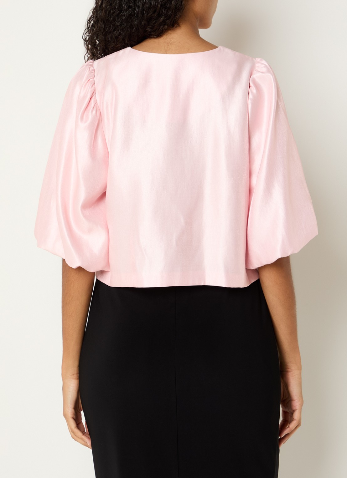 Joseph Ribkoff Blouse met pofmouw en strass - achterkant 4 lichtroze