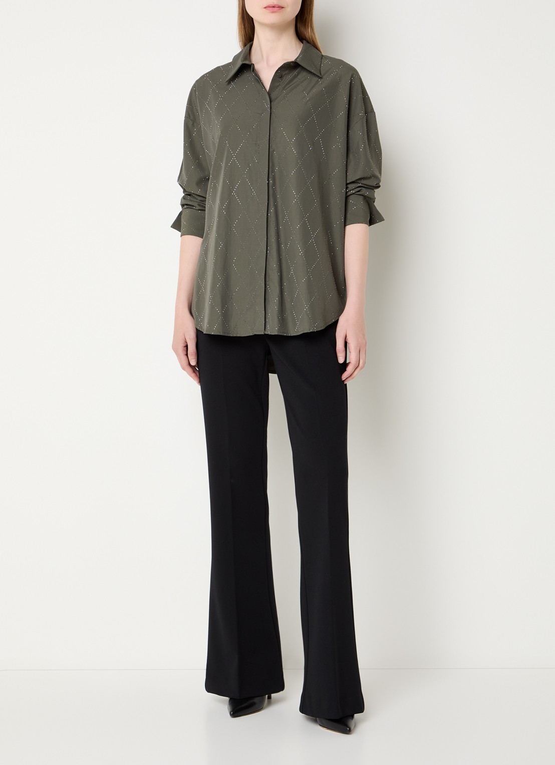 Joseph Ribkoff Blouse met strass - voorkant 3 bronsgroen