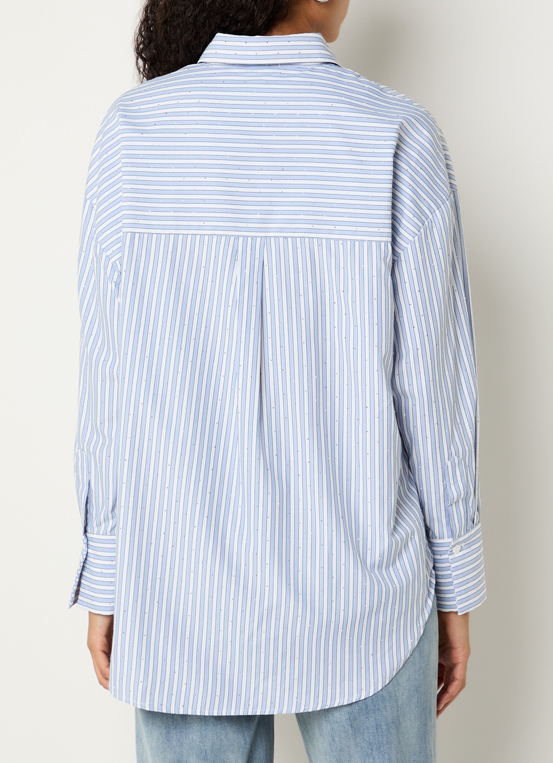 Joseph Ribkoff Blouse met streepprint en strass - achterkant 4 staalblauw