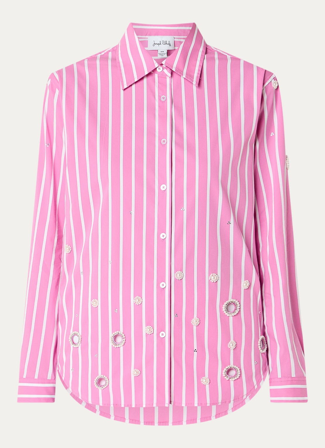 Joseph Ribkoff Blouse met streepprint en strass - voorkant 2 roze