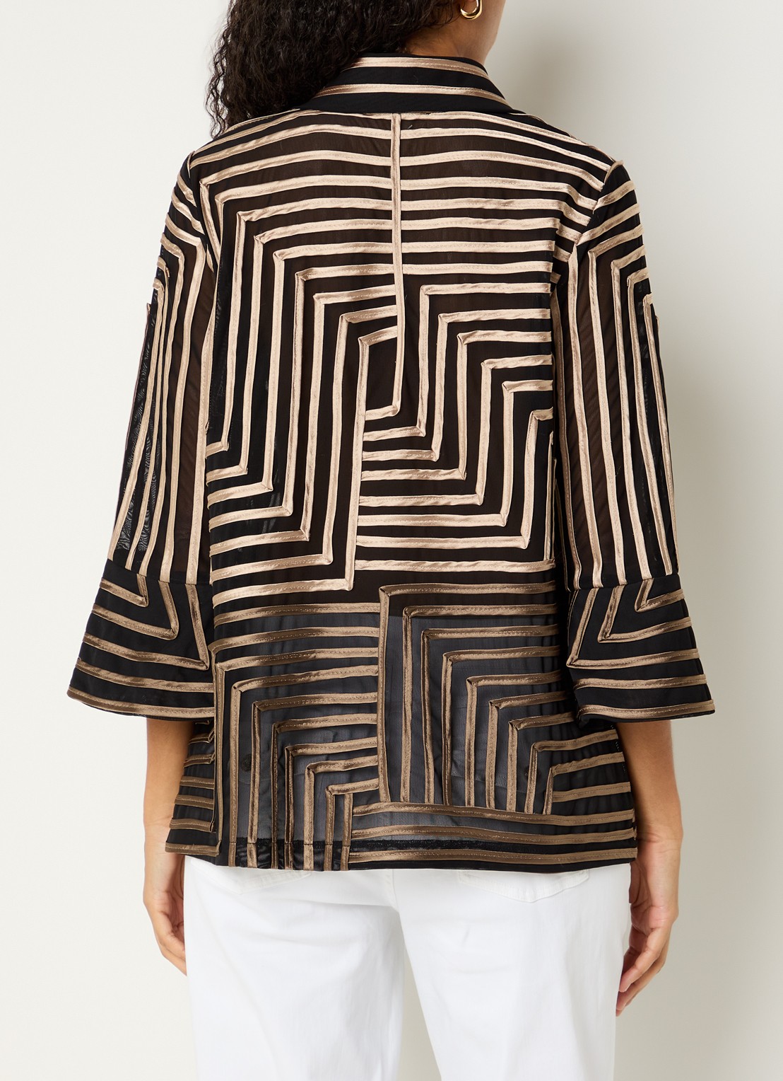 Joseph Ribkoff Blouse van mesh met streepprint - achterkant 2 zwart