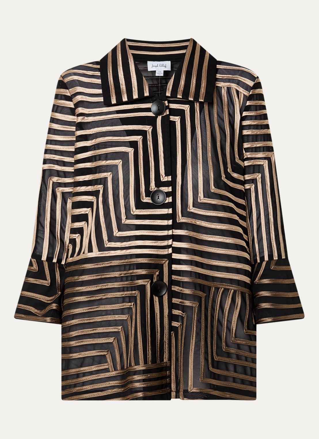 Joseph Ribkoff Blouse van mesh met streepprint - voorkant 3 zwart