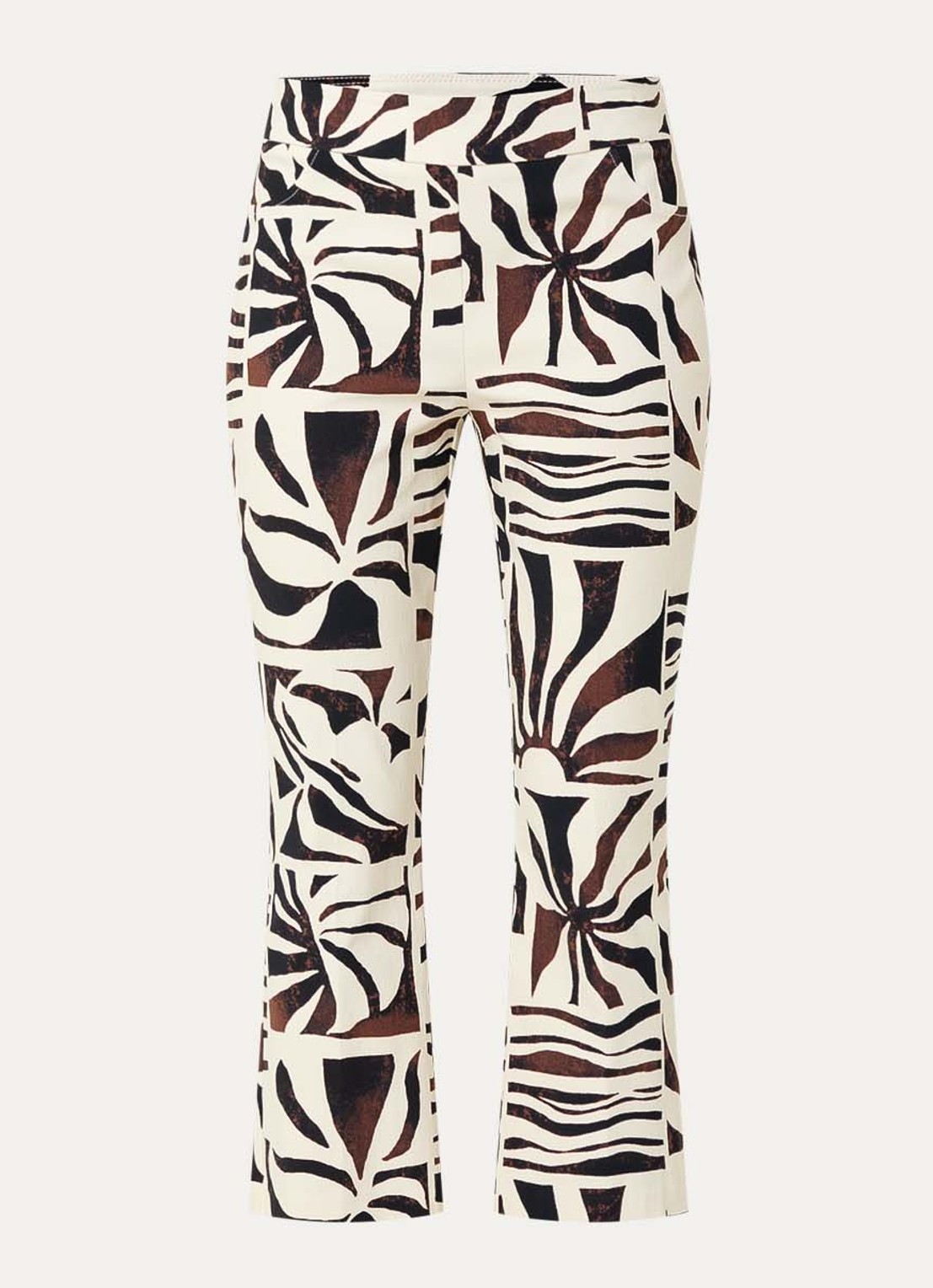 Joseph Ribkoff Cropped mid waist slim fit pantalon met grafische print - voorkant 3 creme