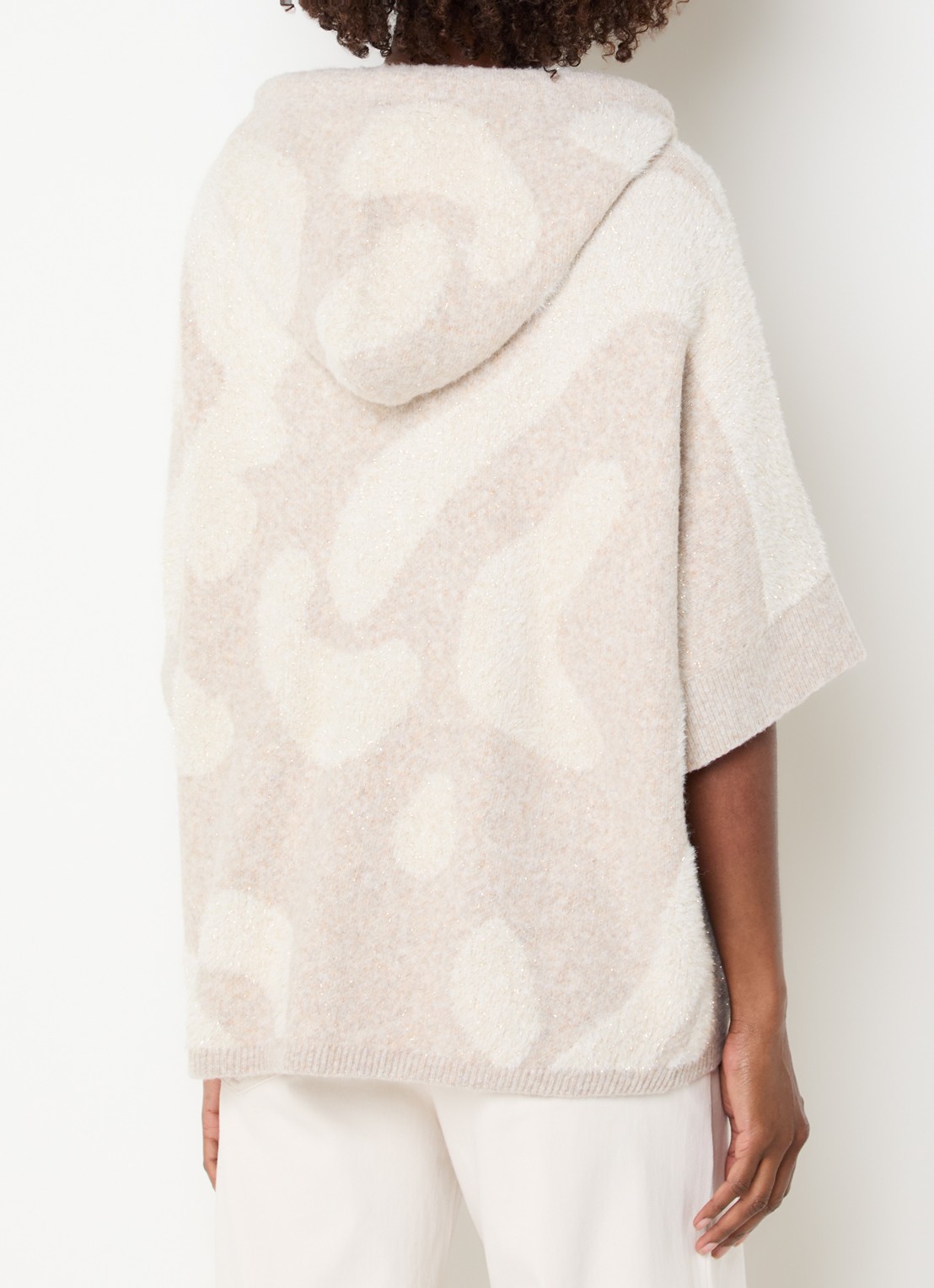 Joseph Ribkoff Fijngebreid oversized vest in wolblend met lurex - achterkant 4 creme
