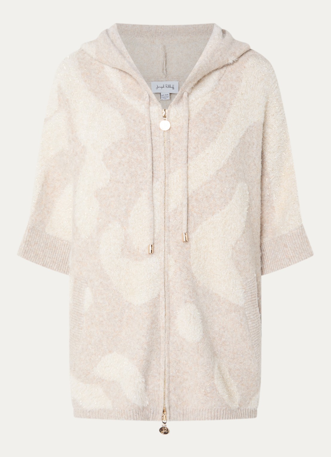 Joseph Ribkoff Fijngebreid oversized vest in wolblend met lurex - voorkant 2 creme
