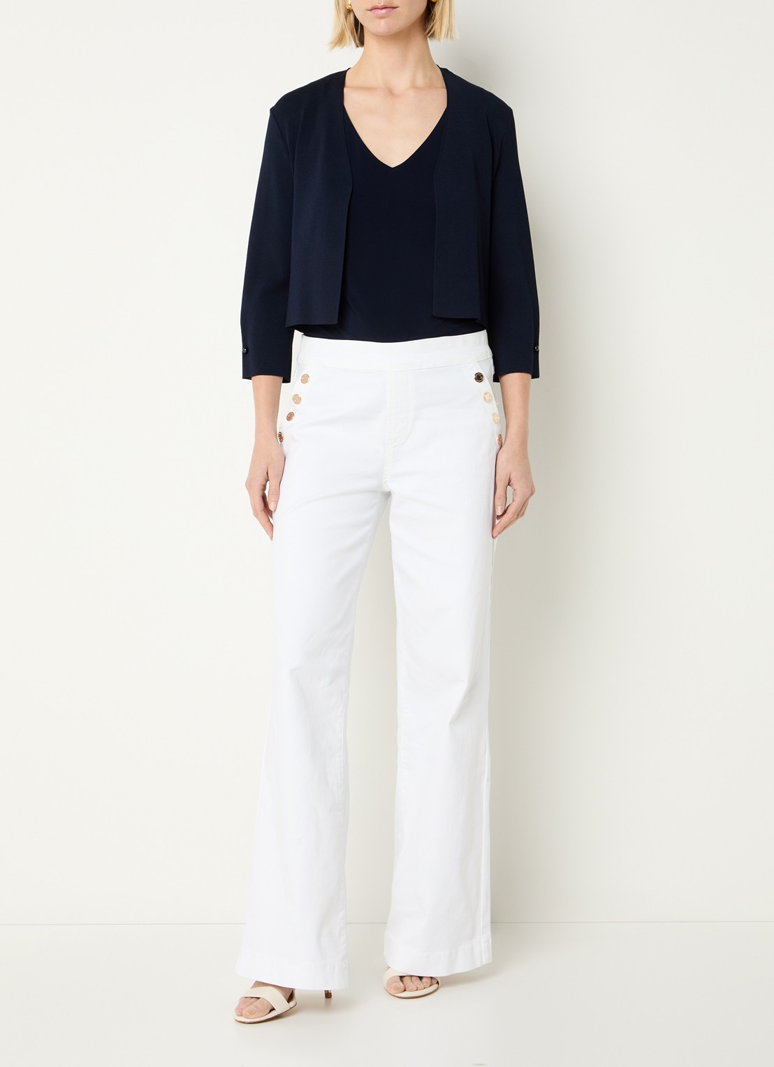 Joseph Ribkoff Fijngebreide bolero met stretch - voorkant 2 donkerblauw