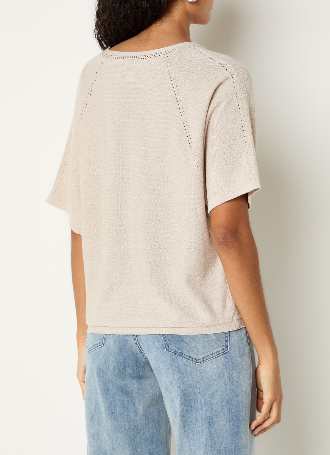 Joseph Ribkoff Fijngebreide top met pailletten - achterkant 4 beige