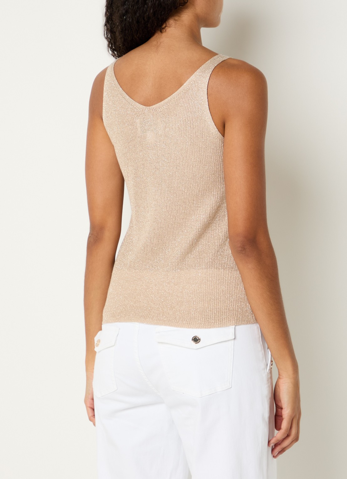 Joseph Ribkoff Grofgebreide tanktop met strass - achterkant beige