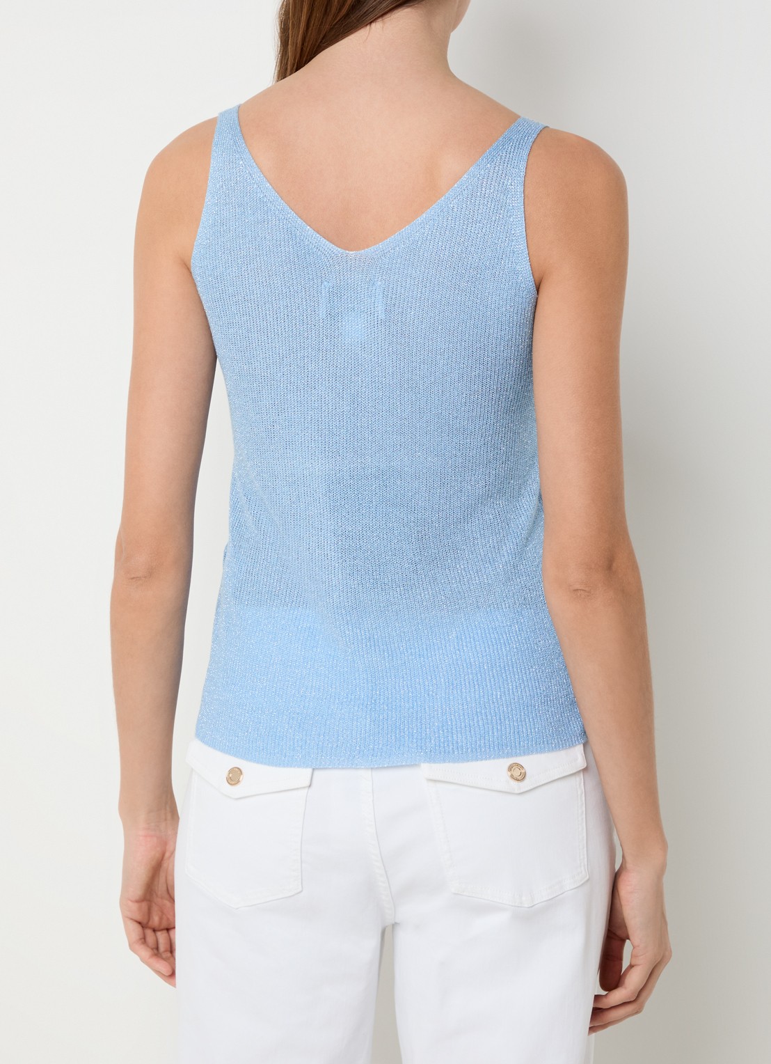 Joseph Ribkoff Grofgebreide tanktop met strass - achterkant 4 blauwgrijs