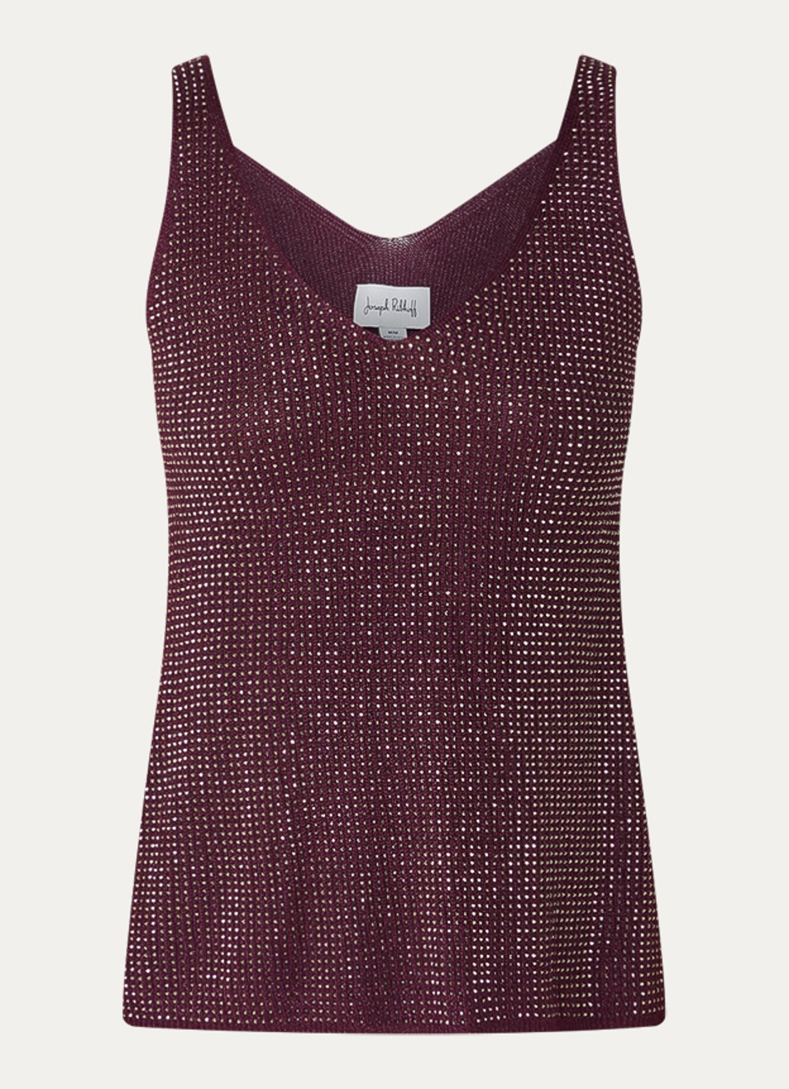 Joseph Ribkoff Grofgebreide tanktop met strass - voorkant 2 aubergine