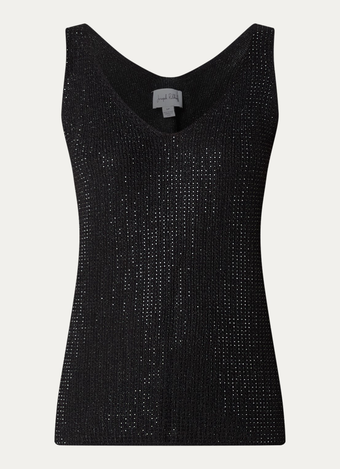 Joseph Ribkoff Grofgebreide tanktop met strass - voorkant 3 zwart