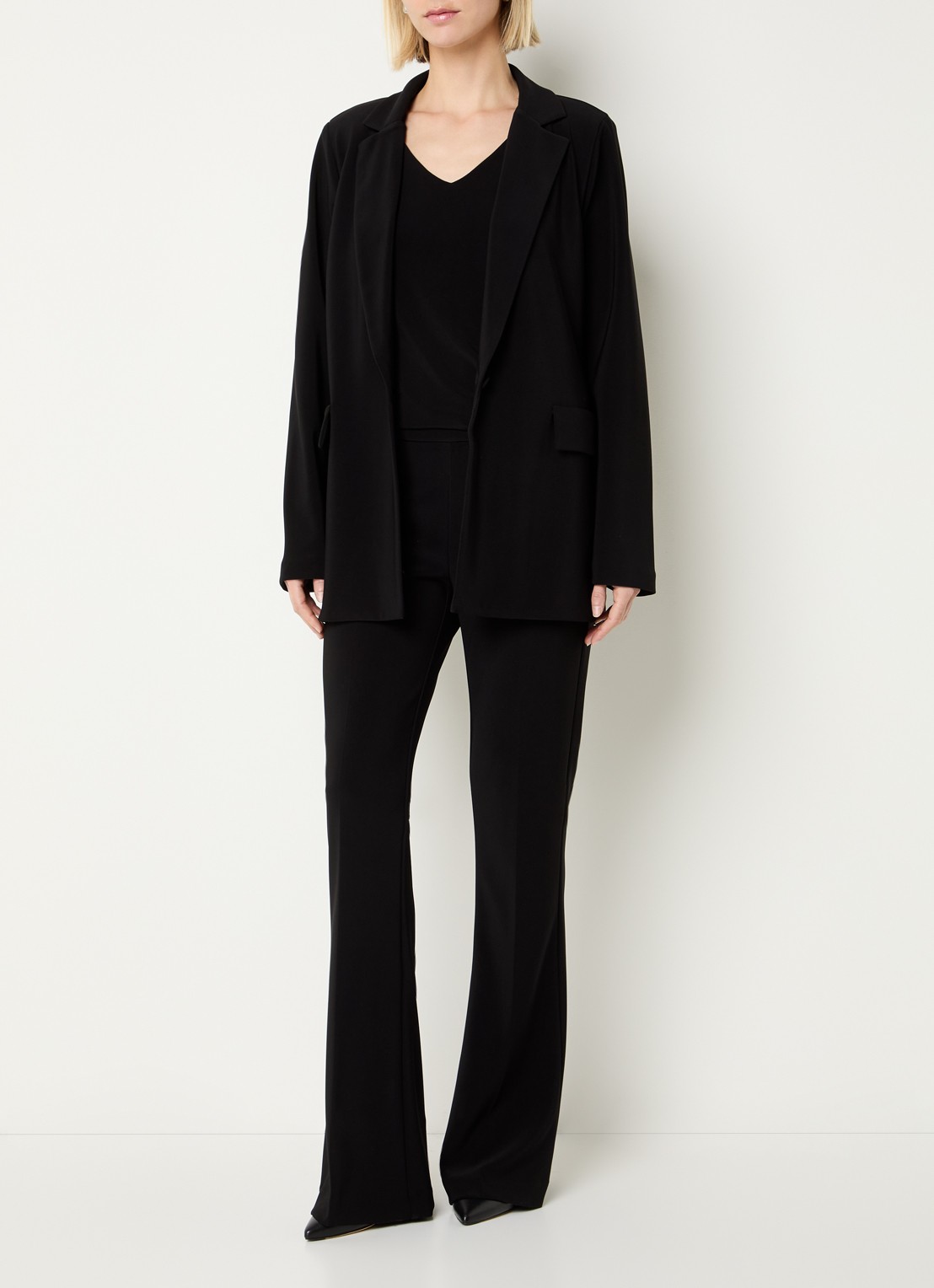 Joseph Ribkoff High waist flared fit pantalon met persplooi - voorkant 4 zwart