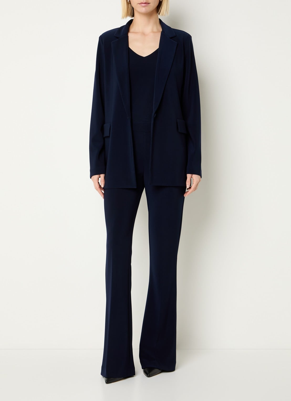 Joseph Ribkoff High waist flared fit pantalon met persplooi - voorkant 3 donkerblauw