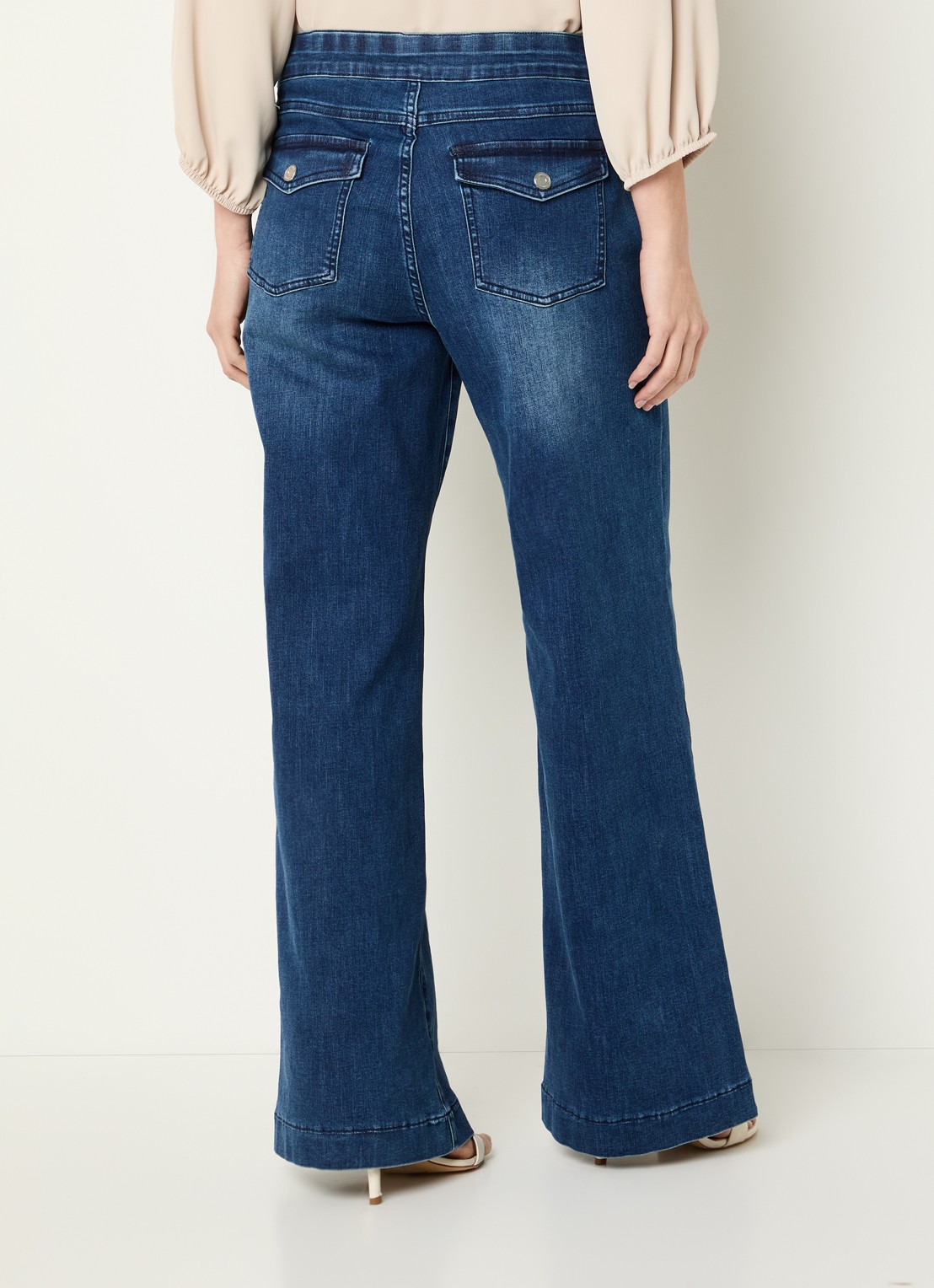 Joseph Ribkoff High waist flared jeans met donkere wassing - achterkant 2 indigo