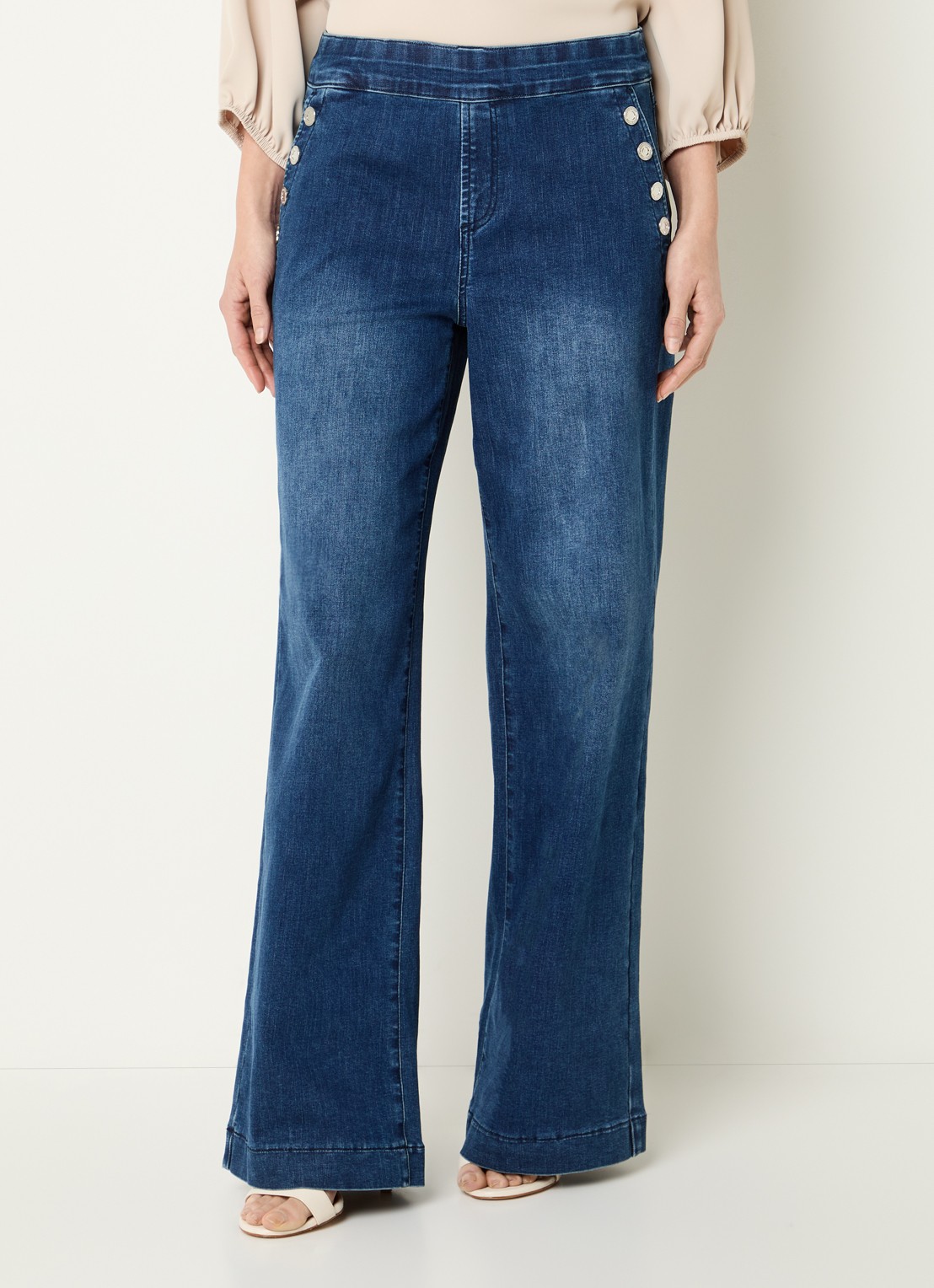 Joseph Ribkoff High waist flared jeans met donkere wassing - detail indigo
