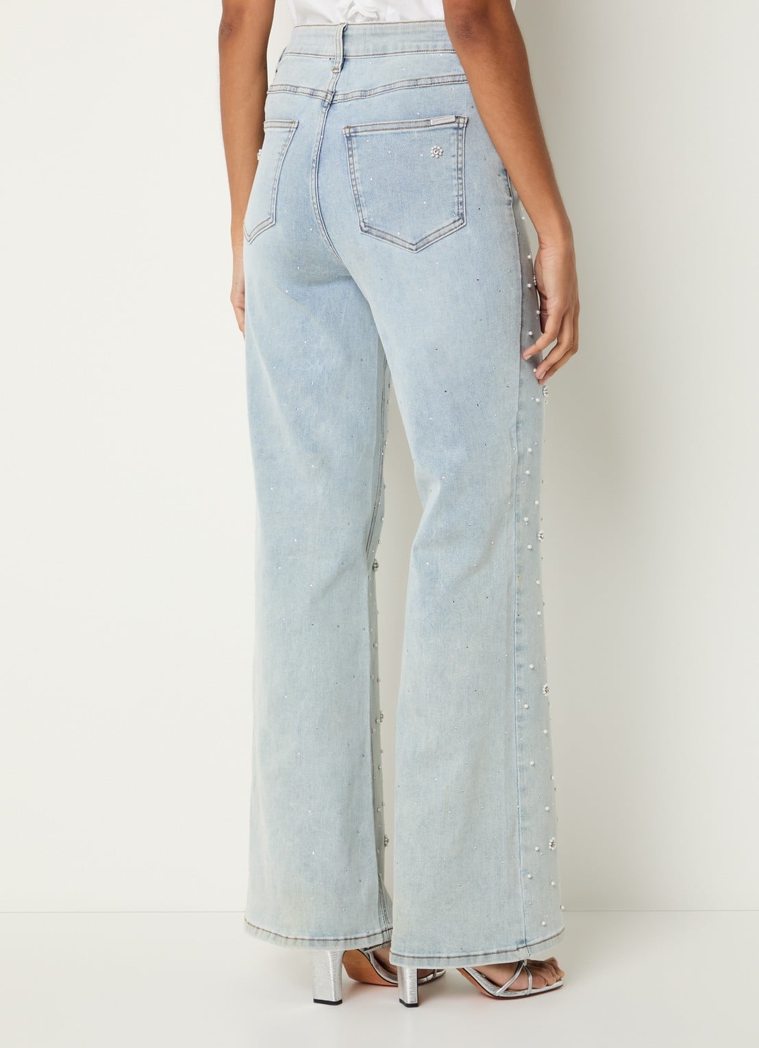 Joseph Ribkoff High waist flared jeans met gekleurde wassing en strass - achterkant 3 indigo