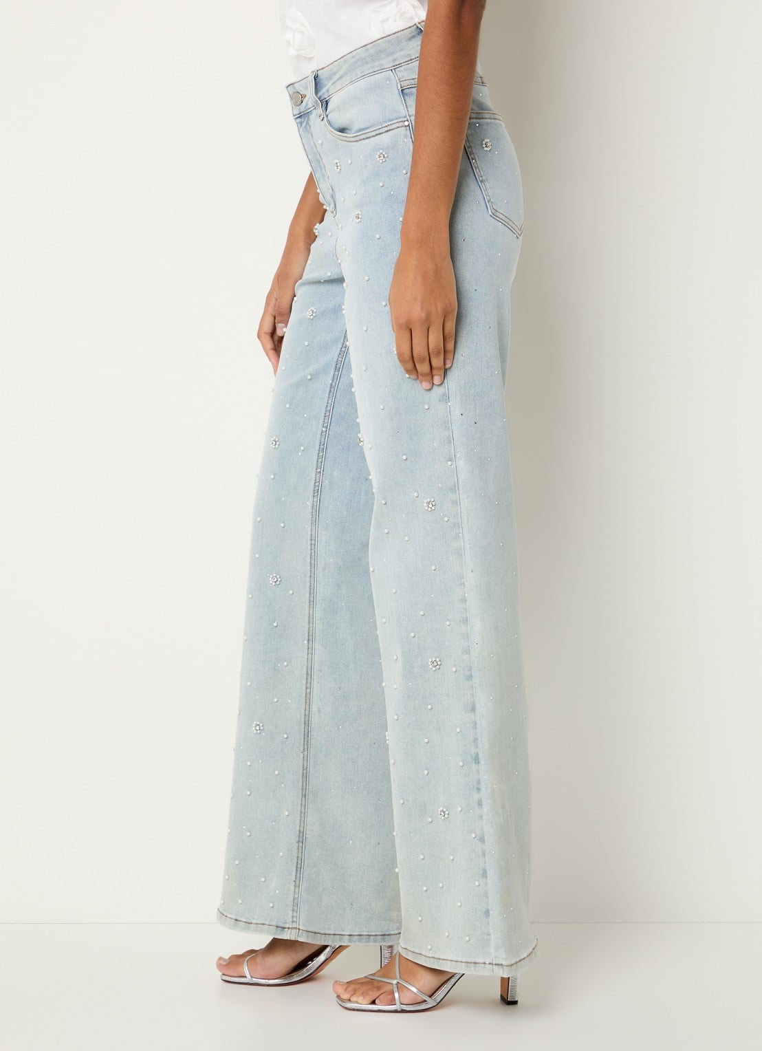 Joseph Ribkoff High waist flared jeans met gekleurde wassing en strass - detail 2 indigo