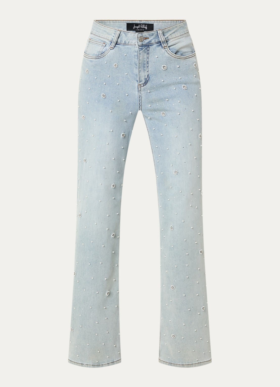 Joseph Ribkoff High waist flared jeans met gekleurde wassing en strass - voorkant 4 indigo