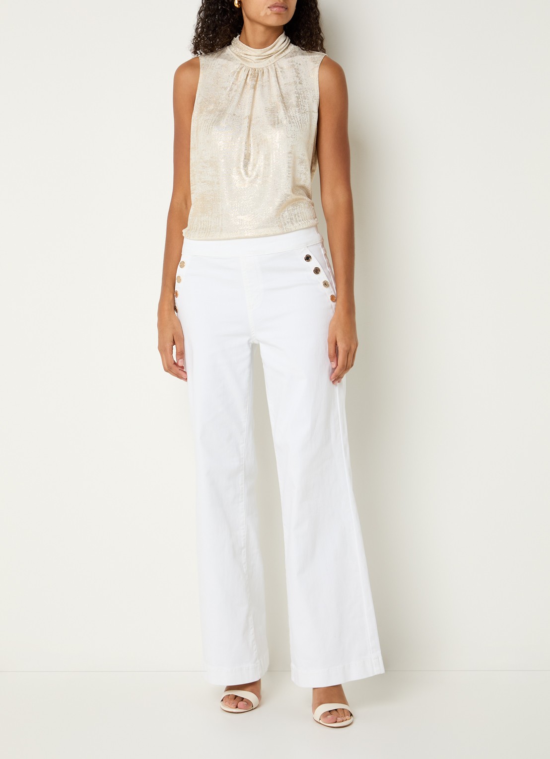 Joseph Ribkoff High waist flared jeans met gekleurde wassing - voorkant 3 wit