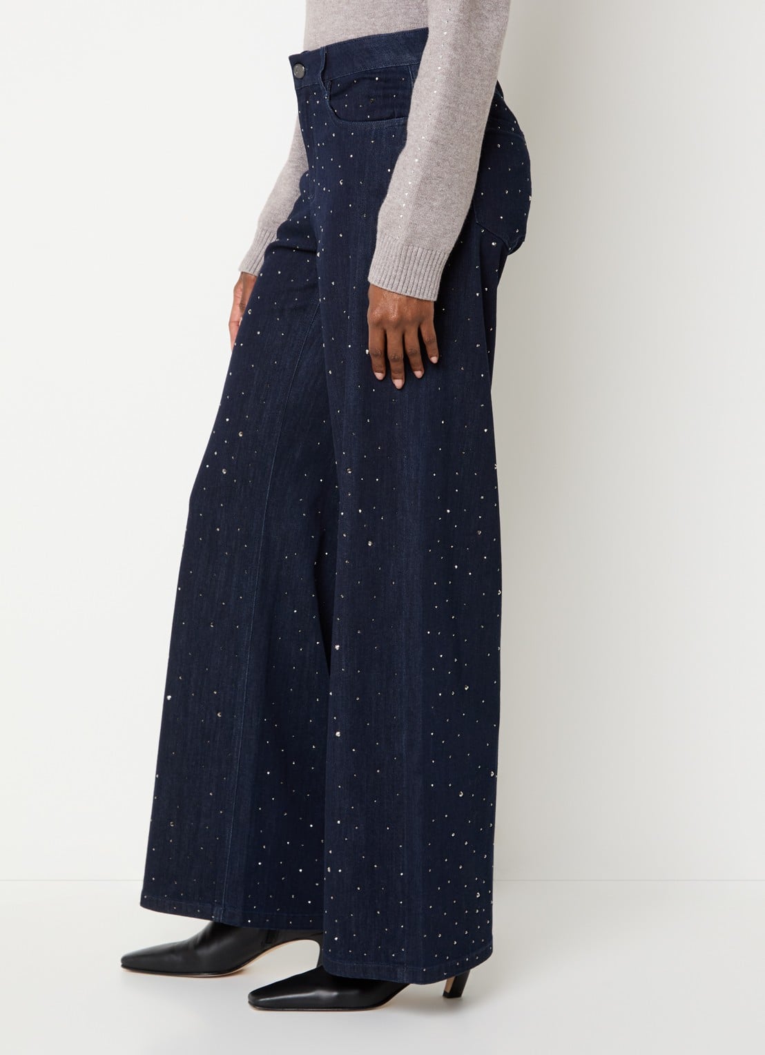 Joseph Ribkoff High waist flared jeans met strass en steekzakken - detail 4 indigo
