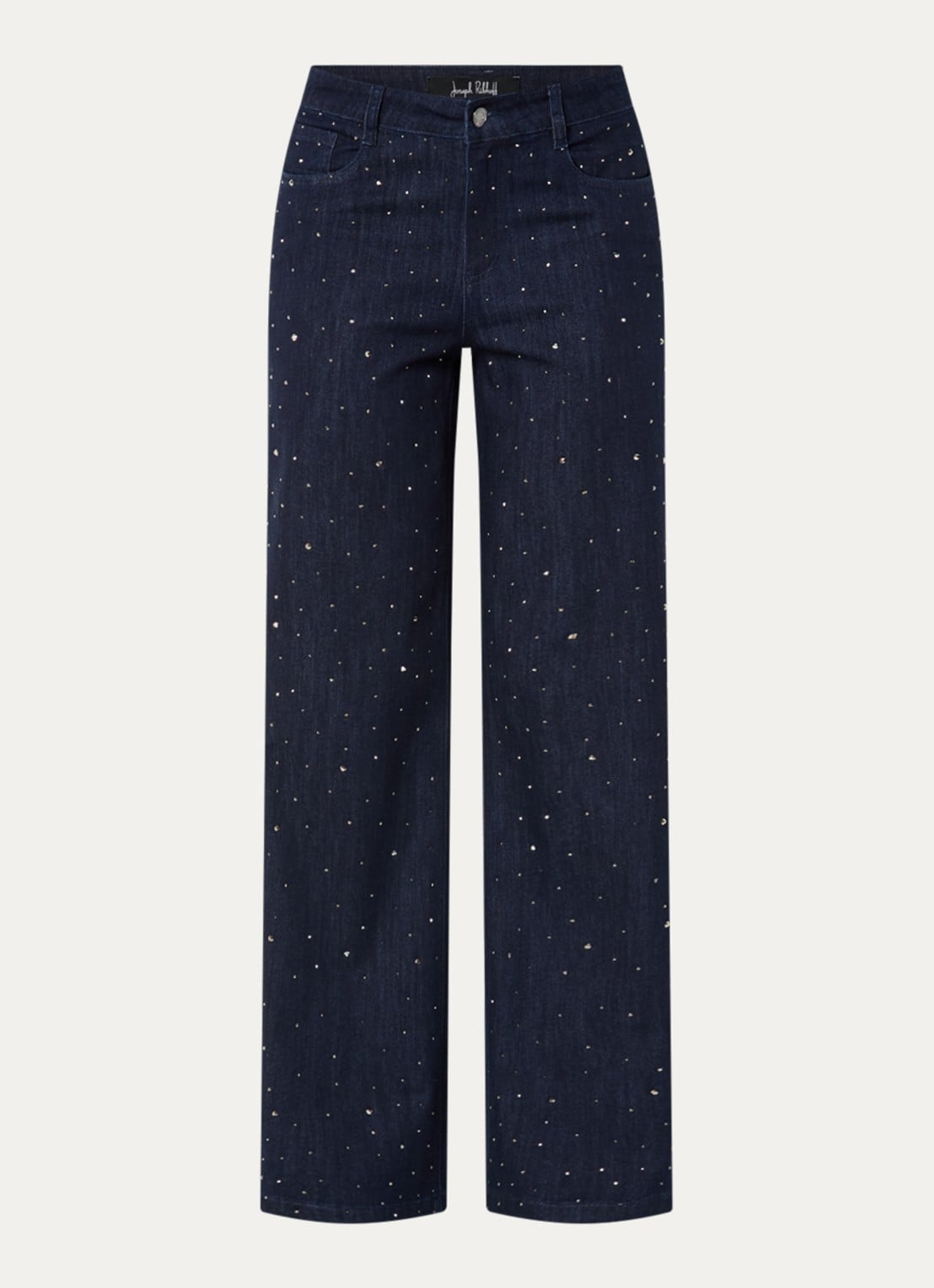 Joseph Ribkoff High waist flared jeans met strass en steekzakken - voorkant indigo